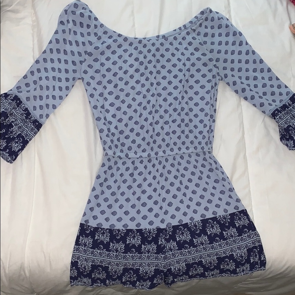 Blue patterned romper